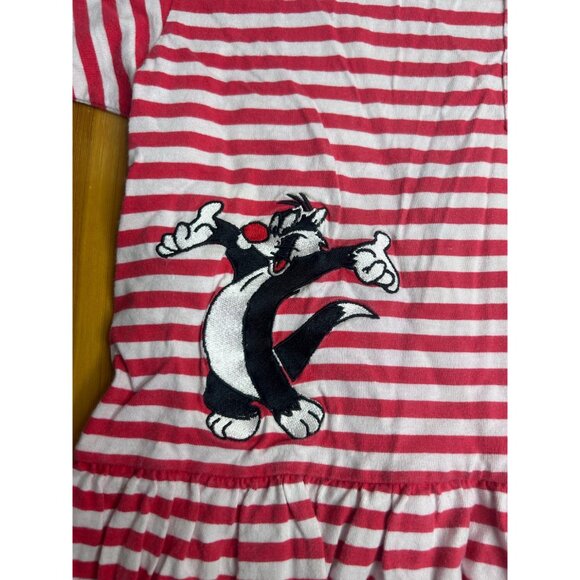 90s Y2K children’s kids acme looney tunes tweety and Sylvester dress M STAINED - Picture 5 of 7